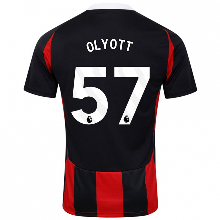 Kandiny Hombre Camiseta Tom Olyott #57 Negro Rojo 2ª Equipación 2024/25 La Camisa Chile