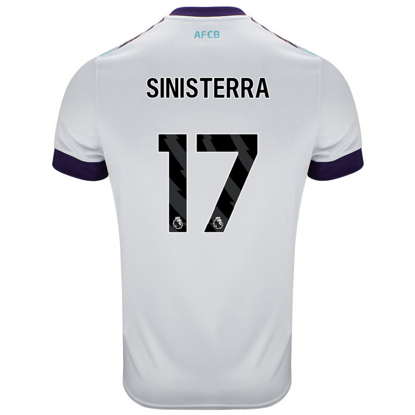 Kandiny Hombre Camiseta Luis Sinisterra #17 Blanco Verde Púrpura 2ª Equipación 2024/25 La Camisa Chile