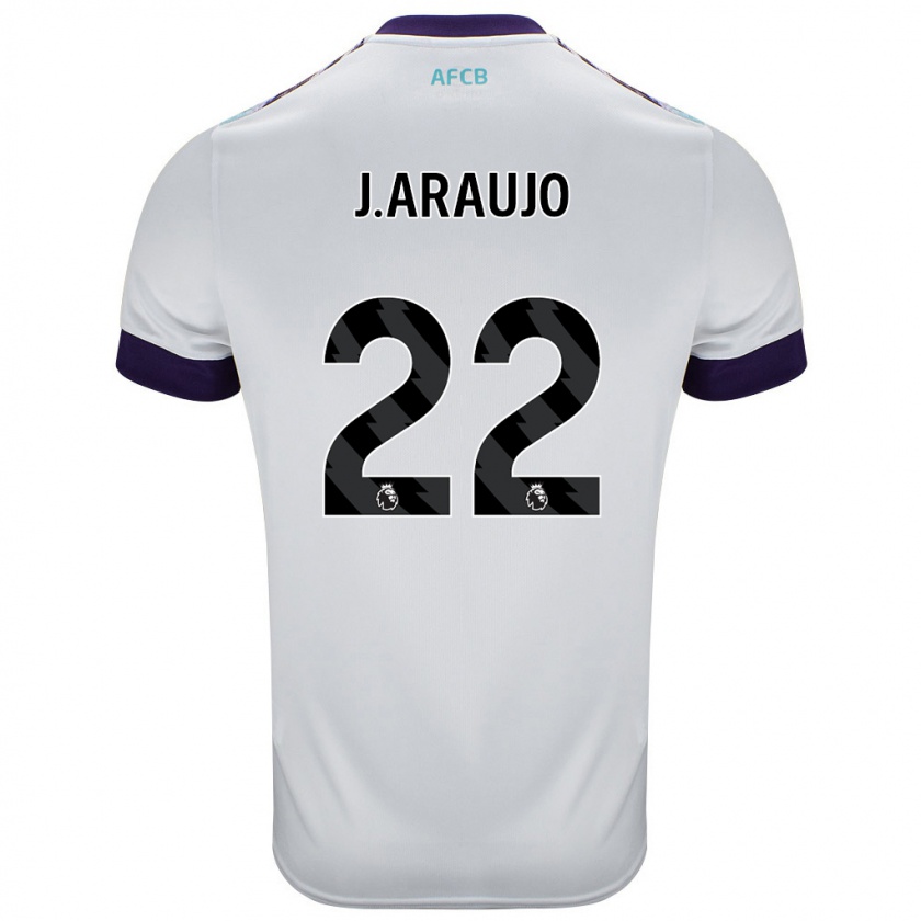 Kandiny Hombre Camiseta Julián Araujo #28 Blanco Verde Púrpura 2ª Equipación 2024/25 La Camisa Chile