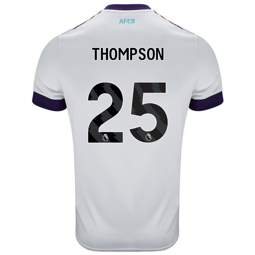 Kandiny Hombre Camiseta Kenni Thompson #25 Blanco Verde Púrpura 2ª Equipación 2024/25 La Camisa Chile