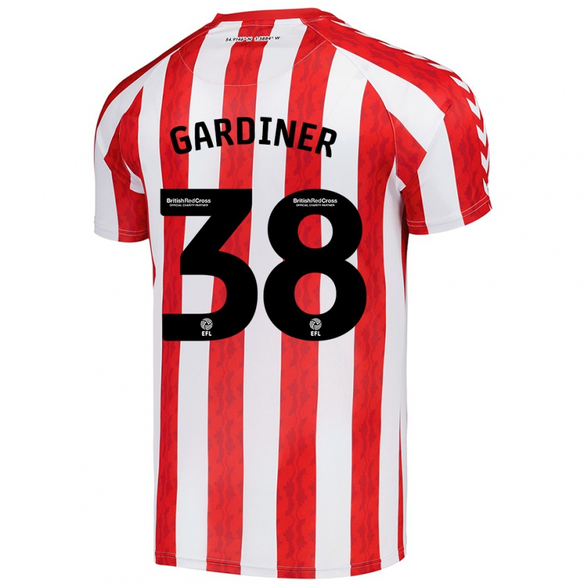 Kandiny Mujer Camiseta Harry Gardiner #38 Rojo Blanco 1ª Equipación 2024/25 La Camisa Chile