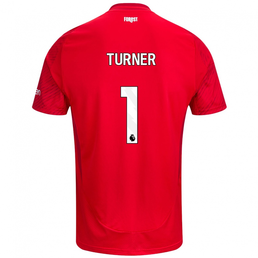 Kandiny Mujer Camiseta Matt Turner #1 Rojo Blanco 1ª Equipación 2024/25 La Camisa Chile