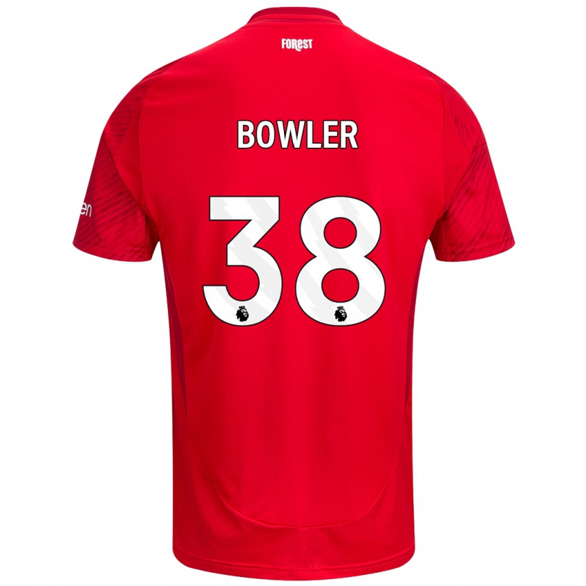 Kandiny Mujer Camiseta Josh Bowler #38 Rojo Blanco 1ª Equipación 2024/25 La Camisa Chile