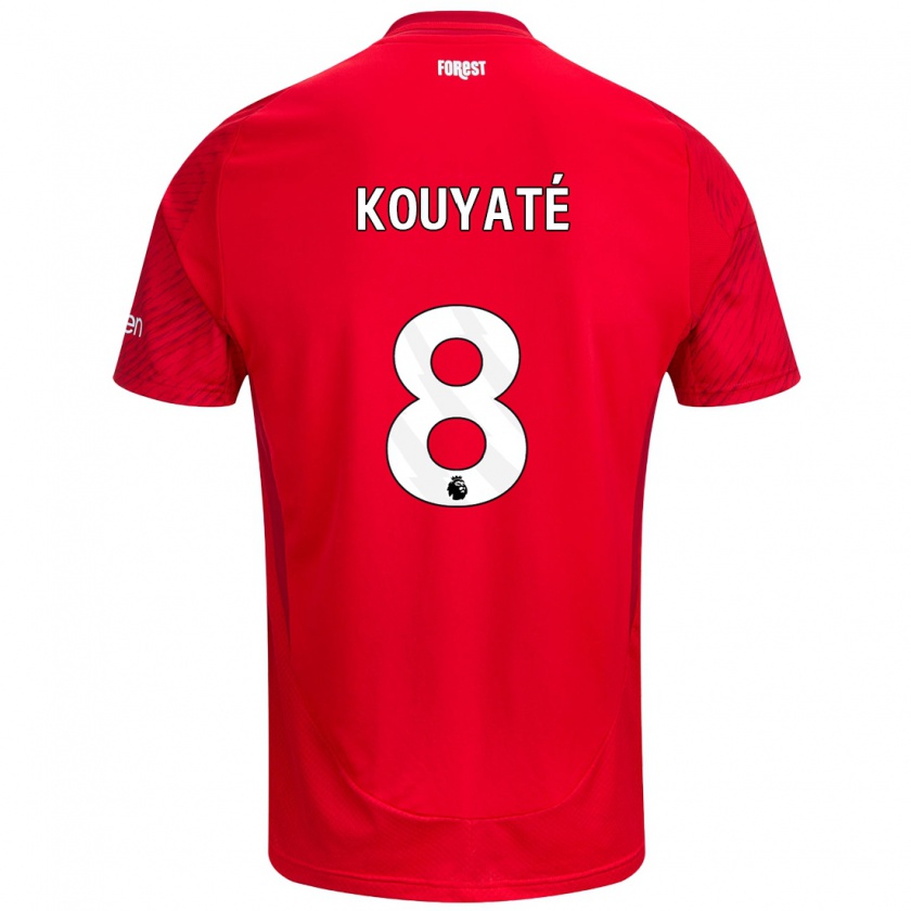 Kandiny Mujer Camiseta Cheikhou Kouyaté #8 Rojo Blanco 1ª Equipación 2024/25 La Camisa Chile