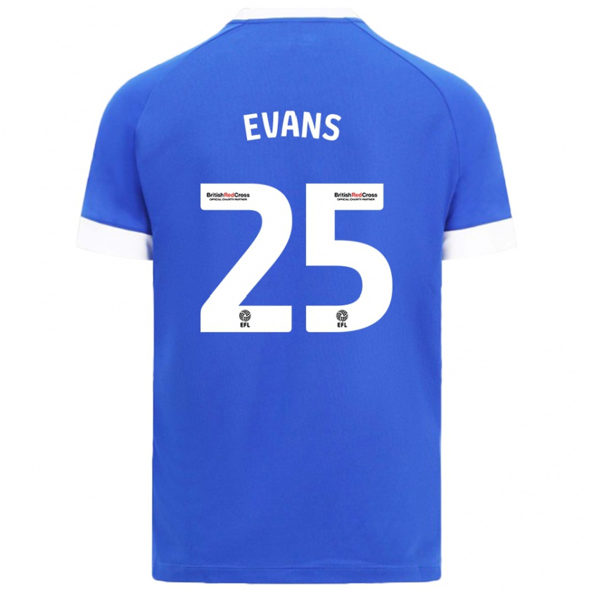 Kandiny Mujer Camiseta Kieron Evans #25 Azul Cielo 1ª Equipación 2024/25 La Camisa Chile