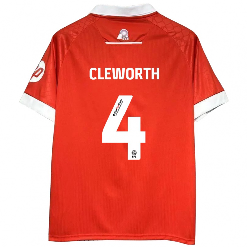 Kandiny Mujer Camiseta Max Cleworth #4 Rojo Blanco 1ª Equipación 2024/25 La Camisa Chile