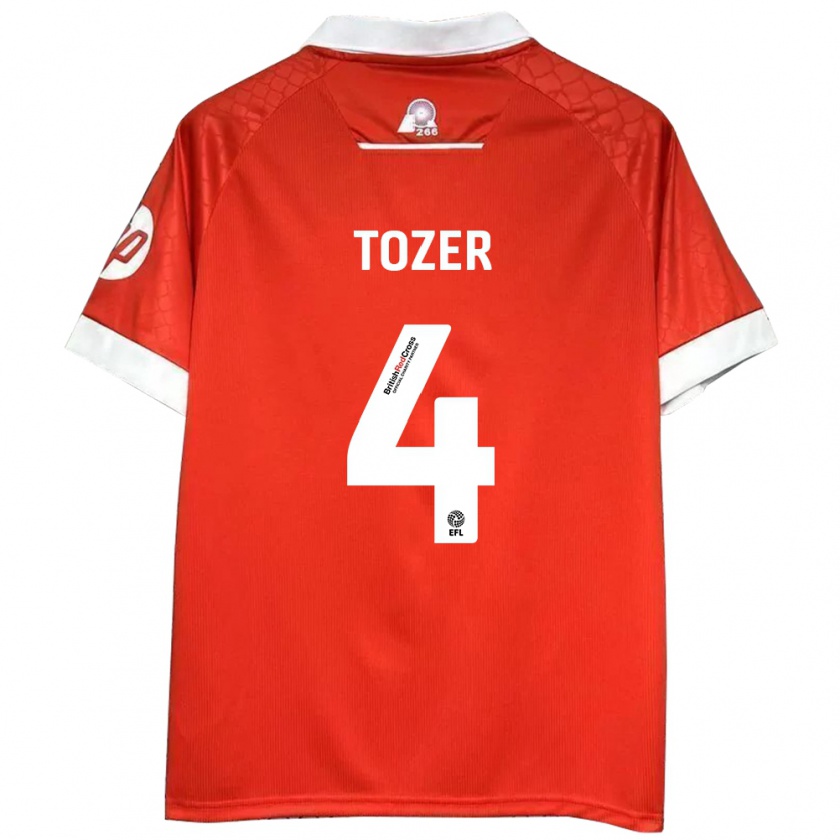 Kandiny Mujer Camiseta Ben Tozer #4 Rojo Blanco 1ª Equipación 2024/25 La Camisa Chile