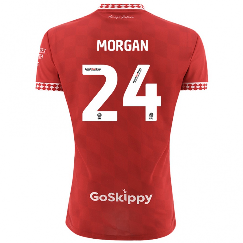 Kandiny Mujer Camiseta Ffion Morgan #24 Rojo 1ª Equipación 2024/25 La Camisa Chile