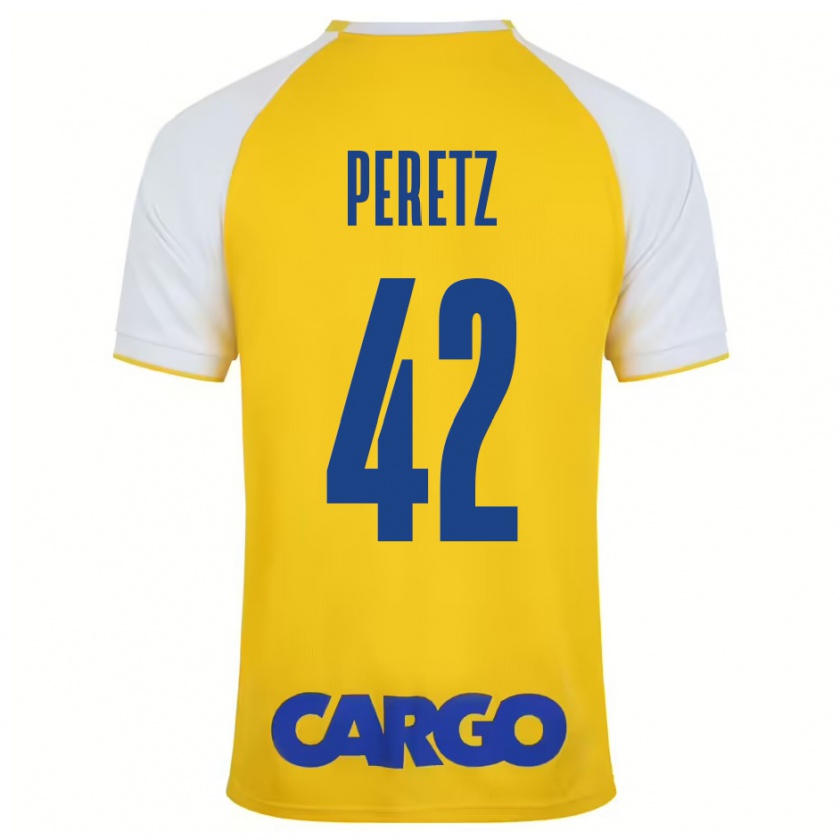 Kandiny Mujer Camiseta Dor Peretz #42 Amarillo Blanco 1ª Equipación 2024/25 La Camisa Chile