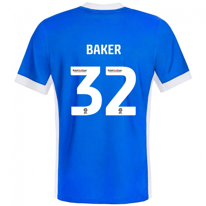 Kandiny Mujer Camiseta Ava Baker #32 Azul Blanco 1ª Equipación 2024/25 La Camisa Chile