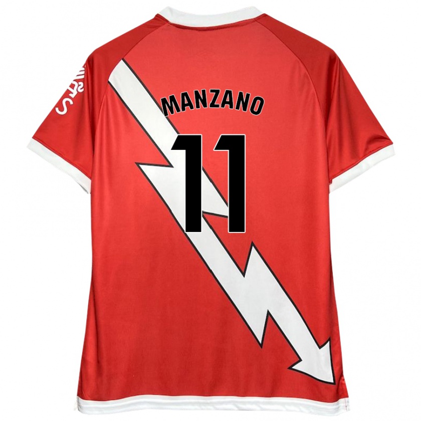 Kandiny Mujer Camiseta Sergio Manzano #11 Blanco Rojo 1ª Equipación 2024/25 La Camisa Chile