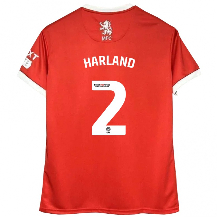 Kandiny Mujer Camiseta Jane Harland #2 Rojo Blanco 1ª Equipación 2024/25 La Camisa Chile