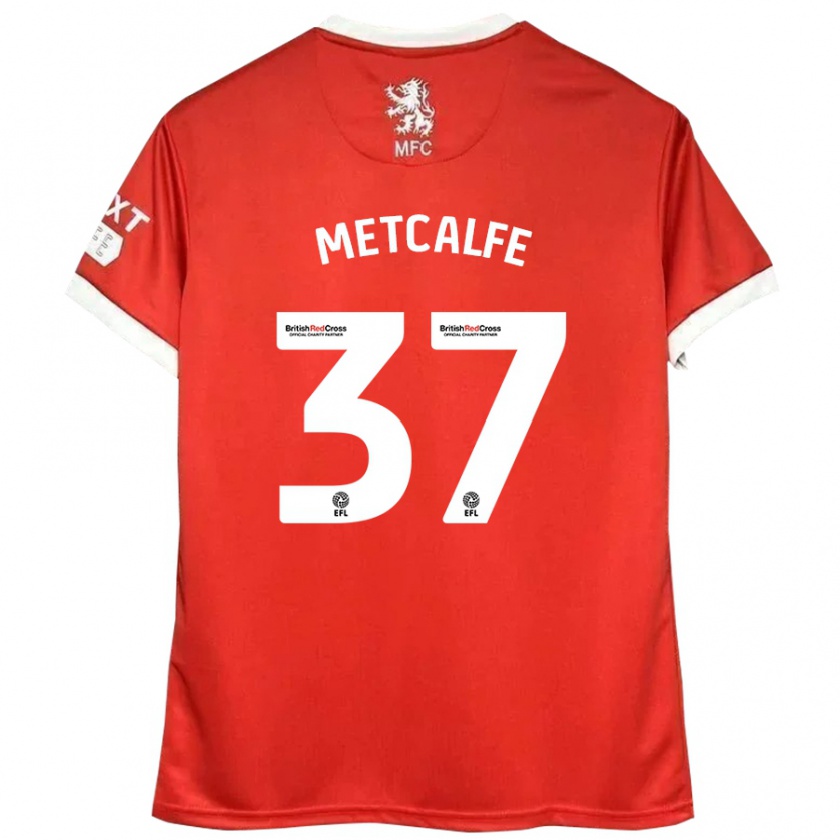 Kandiny Mujer Camiseta Max Metcalfe #37 Rojo Blanco 1ª Equipación 2024/25 La Camisa Chile