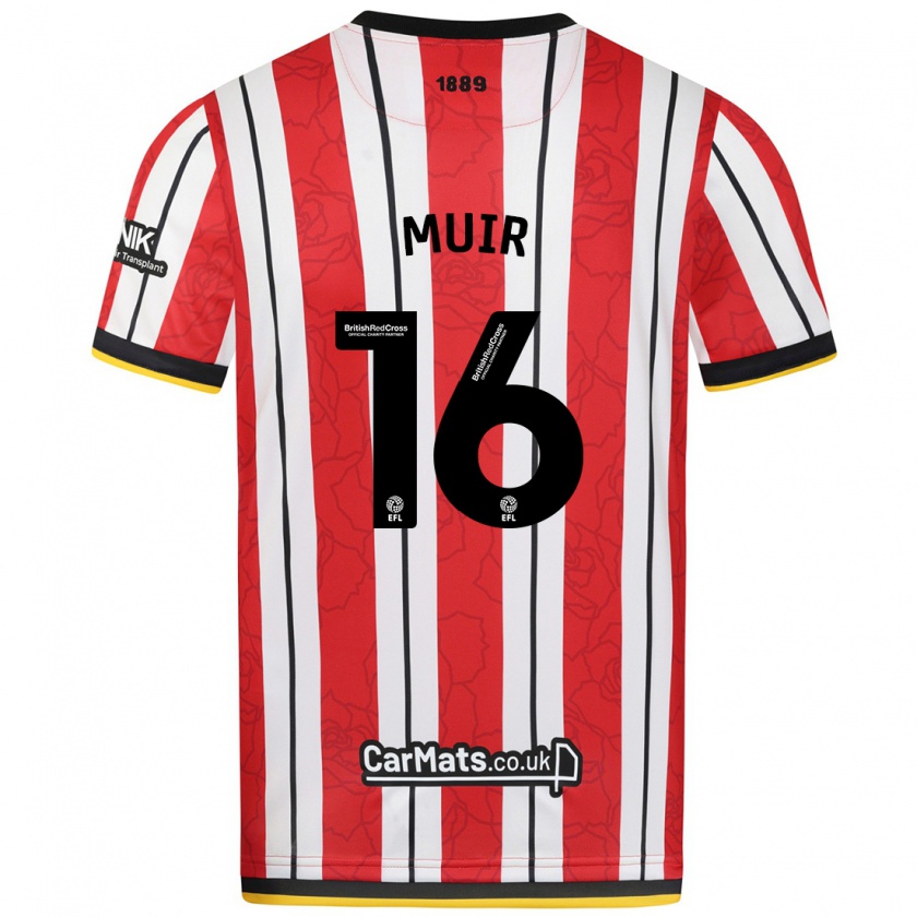 Kandiny Mujer Camiseta Chene Muir #16 Rojo Blanco Rayas 1ª Equipación 2024/25 La Camisa Chile