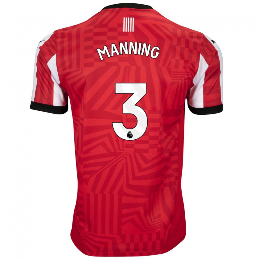 Kandiny Mujer Camiseta Ryan Manning #3 Rojo Blanco 1ª Equipación 2024/25 La Camisa Chile