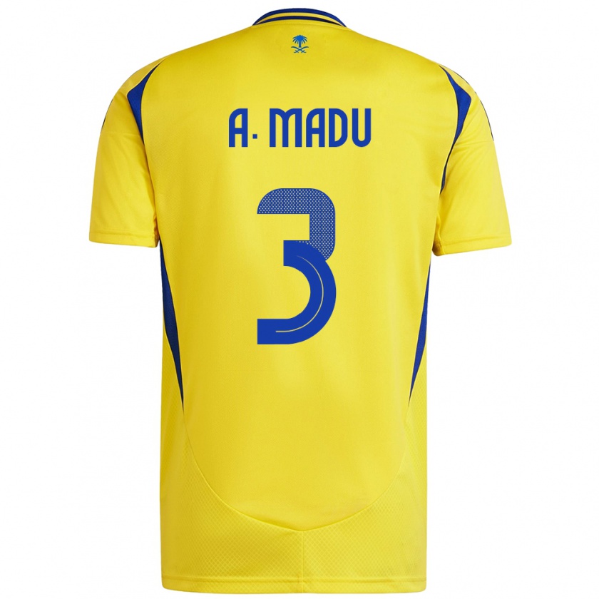 Kandiny Mujer Camiseta Abdullah Madu #3 Amarillo Azul 1ª Equipación 2024/25 La Camisa Chile