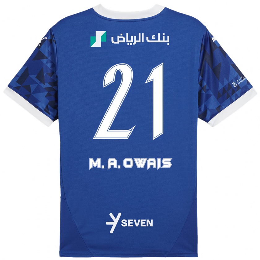 Kandiny Mujer Camiseta Mohammed Al-Owais #21 Azul Oscuro Blanco 1ª Equipación 2024/25 La Camisa Chile