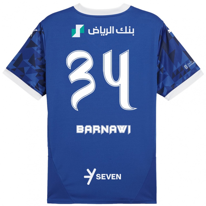 Kandiny Mujer Camiseta Saleh Barnawi #34 Azul Oscuro Blanco 1ª Equipación 2024/25 La Camisa Chile