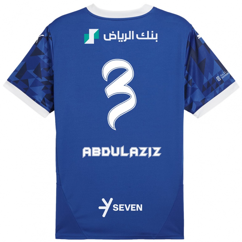 Kandiny Mujer Camiseta Al Jawhara Abdulaziz #3 Azul Oscuro Blanco 1ª Equipación 2024/25 La Camisa Chile