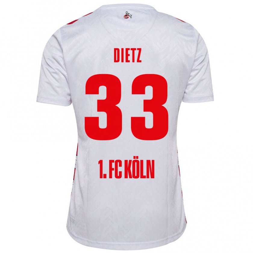 Kandiny Mujer Camiseta Florian Dietz #33 Blanco Rojo 1ª Equipación 2024/25 La Camisa Chile