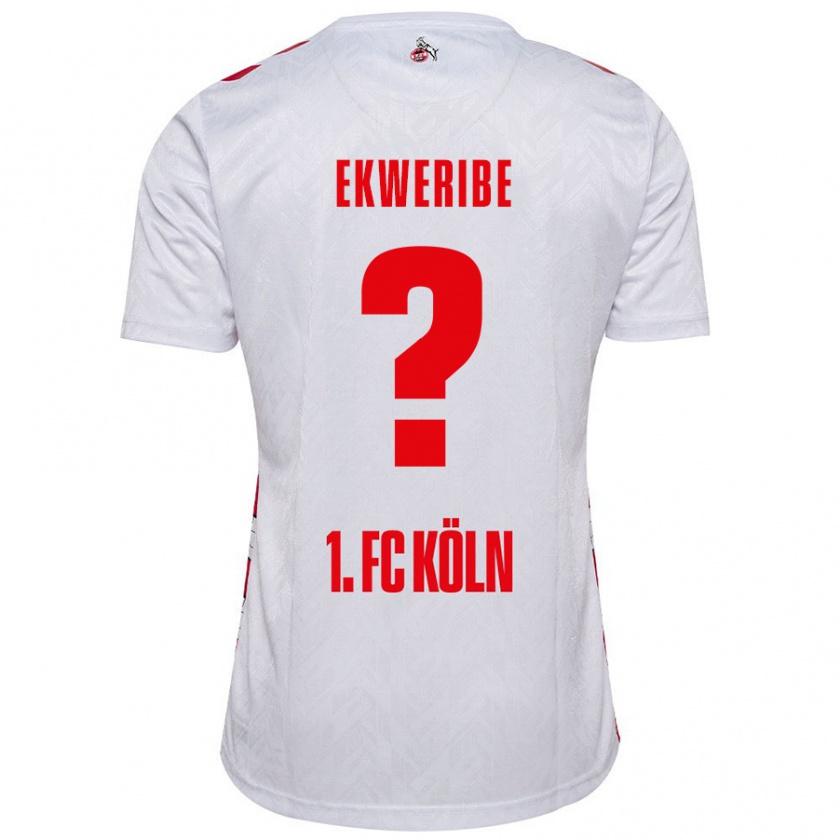 Kandiny Mujer Camiseta Kevin Ekweribe #0 Blanco Rojo 1ª Equipación 2024/25 La Camisa Chile