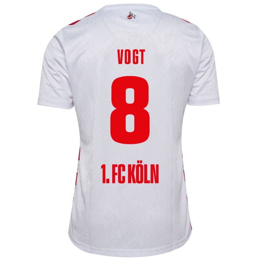 Kandiny Mujer Camiseta Laura Vogt #8 Blanco Rojo 1ª Equipación 2024/25 La Camisa Chile