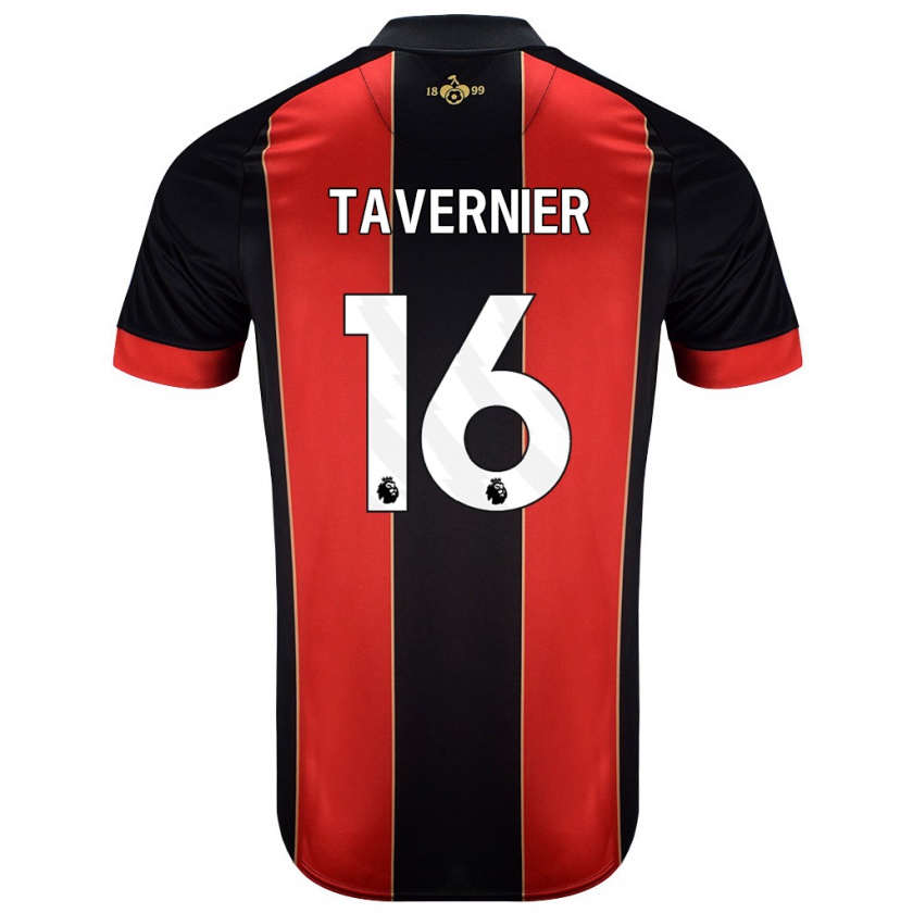 Kandiny Mujer Camiseta Marcus Tavernier #16 Rojo Negro 1ª Equipación 2024/25 La Camisa Chile