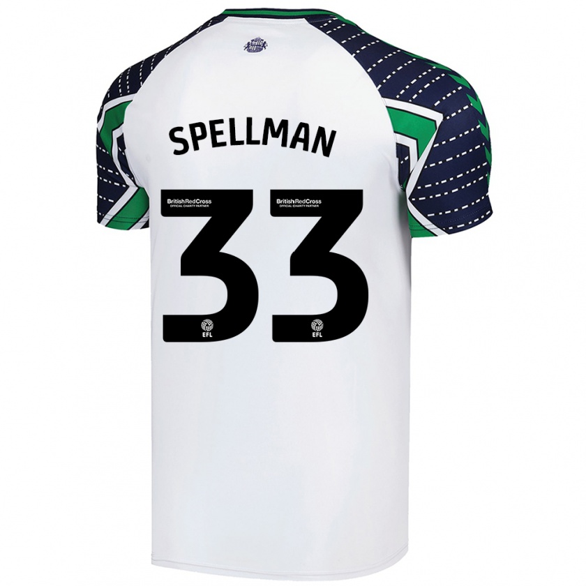 Kandiny Mujer Camiseta Michael Spellman #33 Blanco 2ª Equipación 2024/25 La Camisa Chile