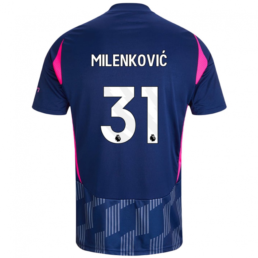 Kandiny Mujer Camiseta Nikola Milenković #31 Azul Real Rosa 2ª Equipación 2024/25 La Camisa Chile