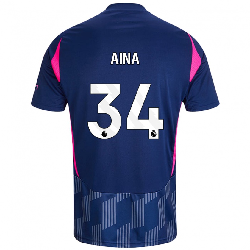 Kandiny Mujer Camiseta Ola Aina #34 Azul Real Rosa 2ª Equipación 2024/25 La Camisa Chile