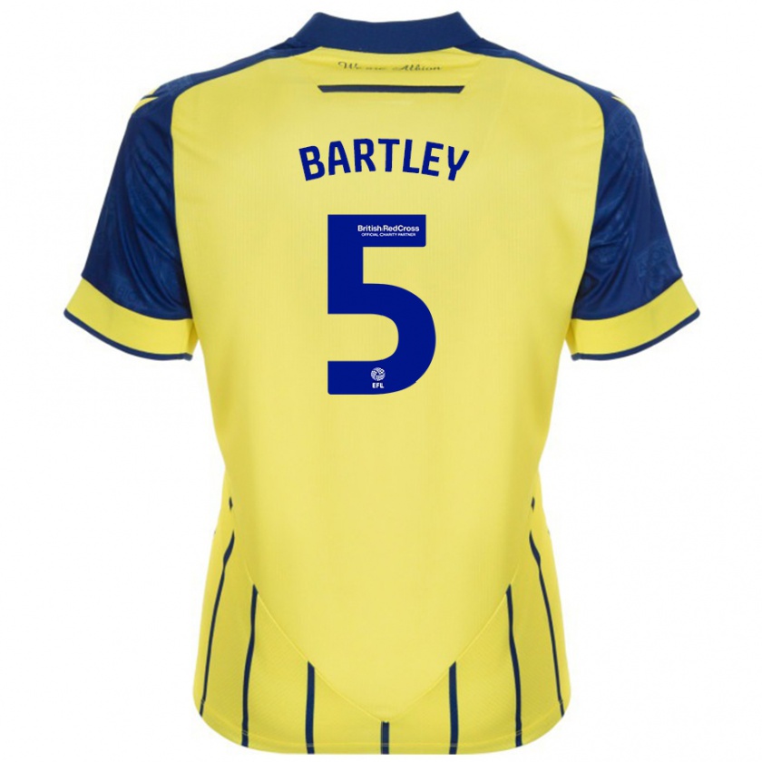 Kandiny Mujer Camiseta Kyle Bartley #5 Amarillo Azul 2ª Equipación 2024/25 La Camisa Chile