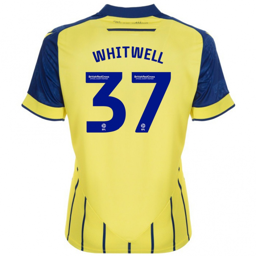 Kandiny Mujer Camiseta Harry Whitwell #37 Amarillo Azul 2ª Equipación 2024/25 La Camisa Chile