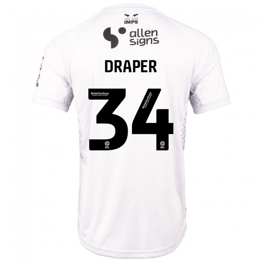 Kandiny Mujer Camiseta Freddie Draper #34 Rojo Blanco 2ª Equipación 2024/25 La Camisa Chile