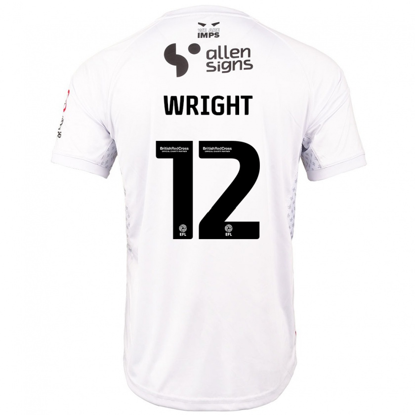 Kandiny Mujer Camiseta Jordan Wright #12 Rojo Blanco 2ª Equipación 2024/25 La Camisa Chile