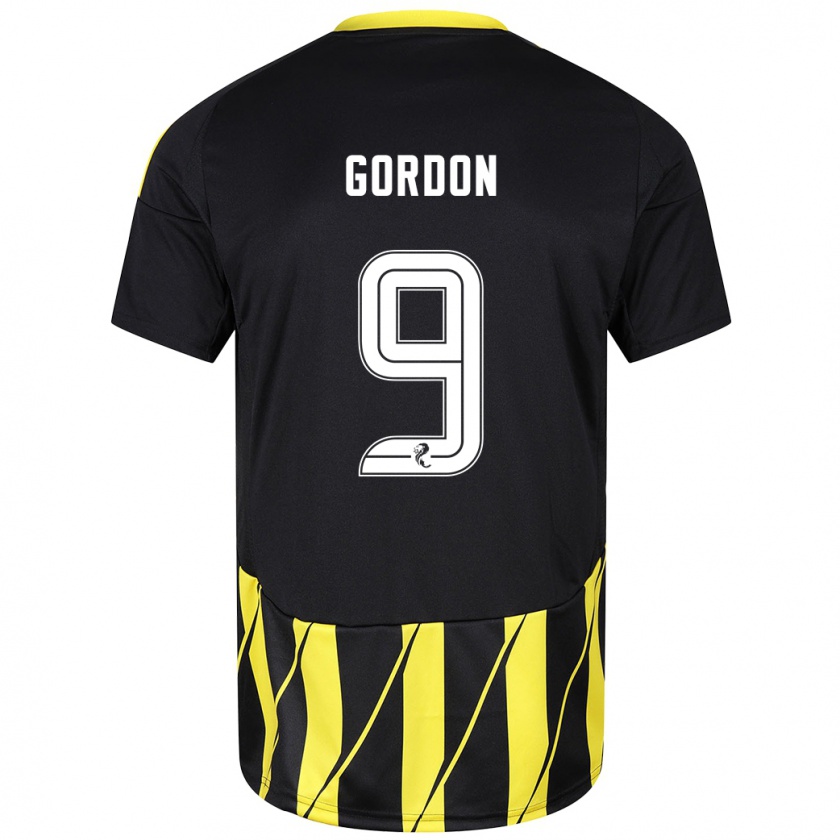 Kandiny Mujer Camiseta Lauren Gordon #9 Negro Amarillo 2ª Equipación 2024/25 La Camisa Chile