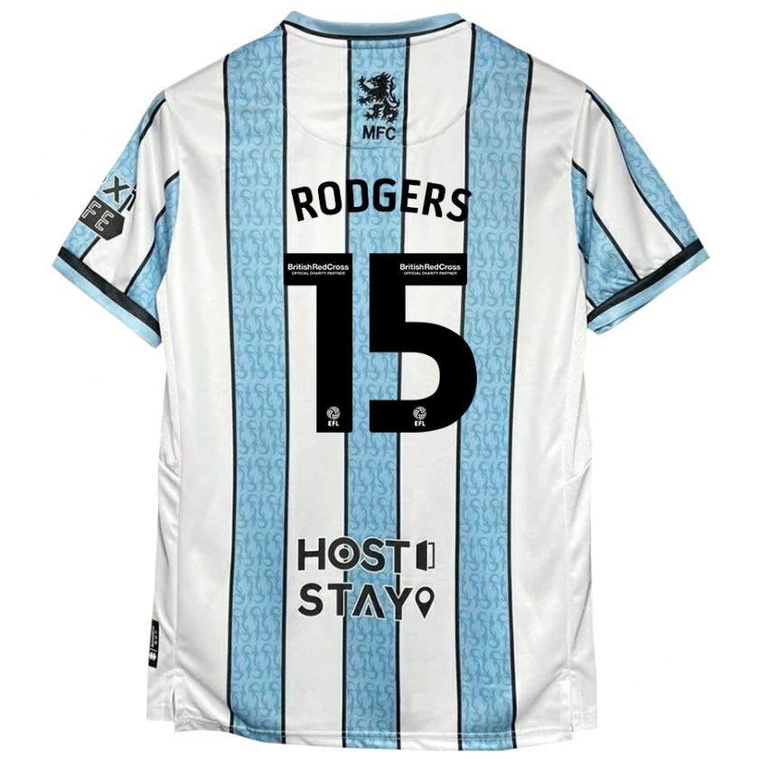 Kandiny Mujer Camiseta Amber Rodgers #15 Blanco Azul 2ª Equipación 2024/25 La Camisa Chile