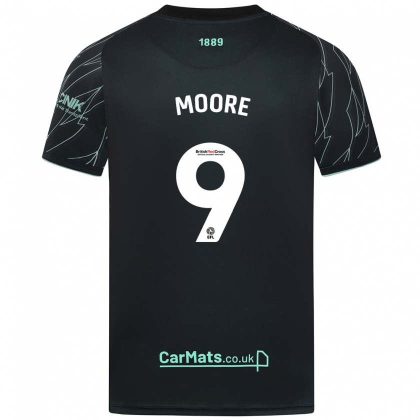 Kandiny Mujer Camiseta Kieffer Moore #9 Negro Verde 2ª Equipación 2024/25 La Camisa Chile