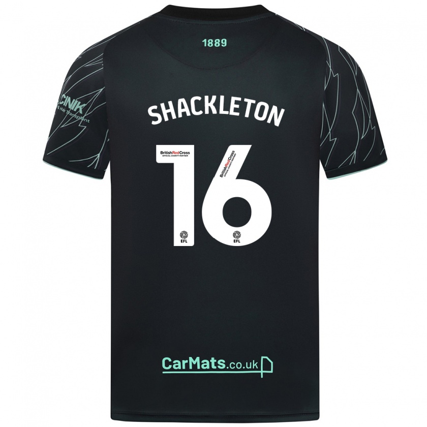 Kandiny Mujer Camiseta Jamie Shackleton #16 Negro Verde 2ª Equipación 2024/25 La Camisa Chile