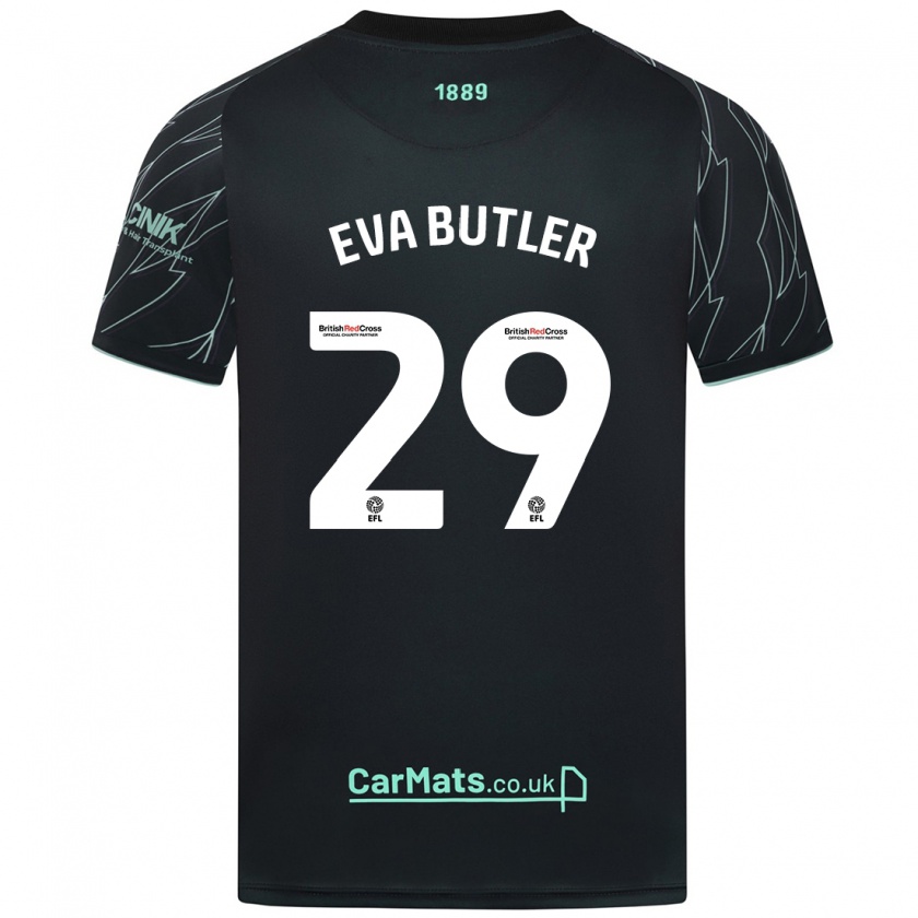 Kandiny Mujer Camiseta Eva Butler #29 Negro Verde 2ª Equipación 2024/25 La Camisa Chile