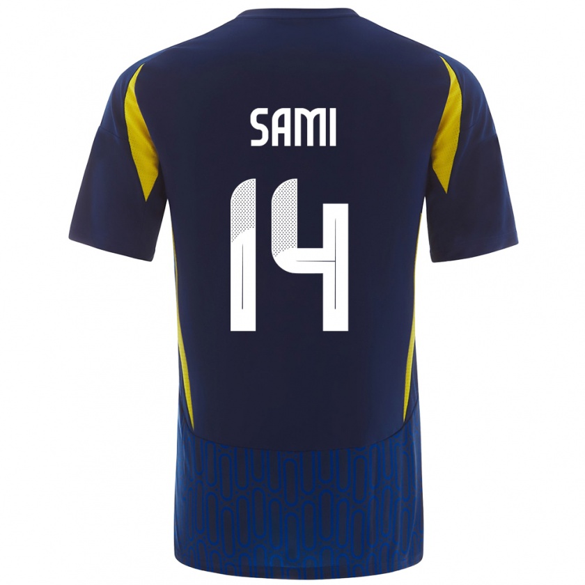 Kandiny Mujer Camiseta Sami Al-Najei #14 Azul Amarillo 2ª Equipación 2024/25 La Camisa Chile