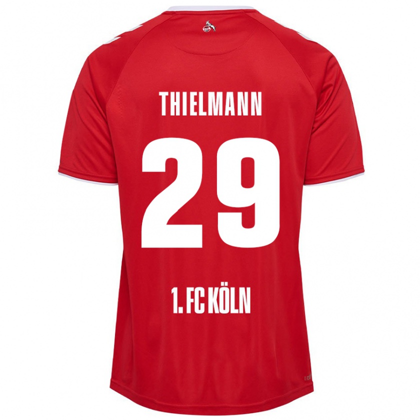 Kandiny Mujer Camiseta Jan Thielmann #29 Rojo Blanco 2ª Equipación 2024/25 La Camisa Chile