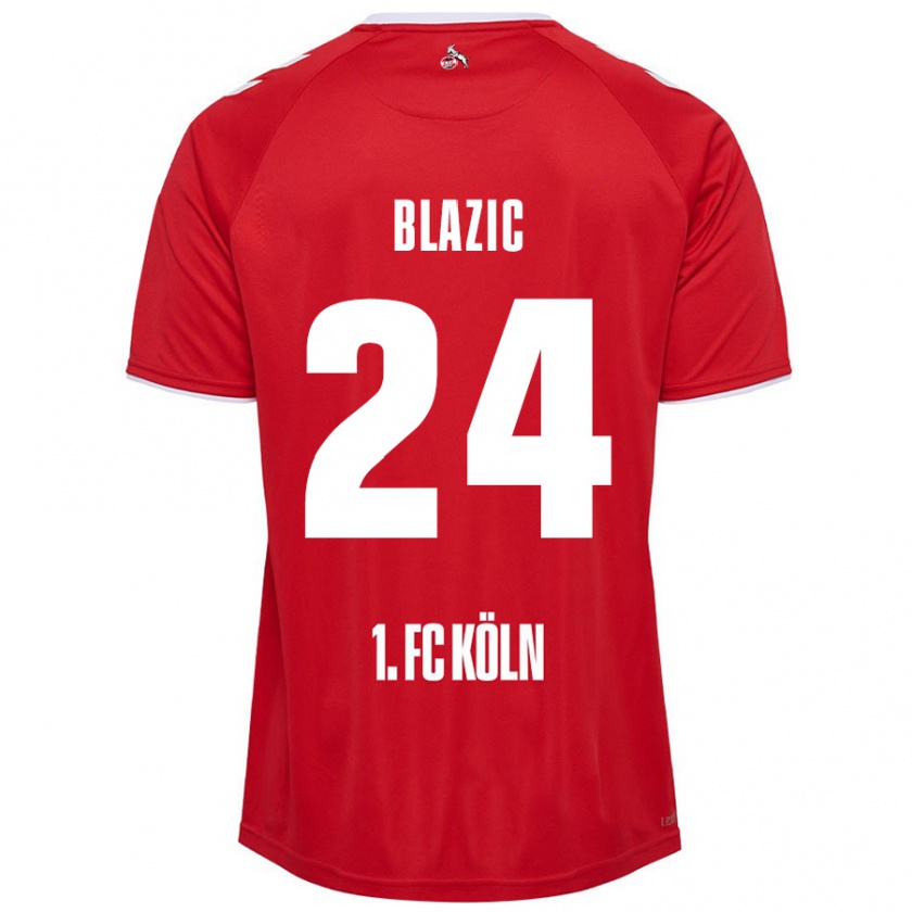 Kandiny Mujer Camiseta Alessandro Blazic #24 Rojo Blanco 2ª Equipación 2024/25 La Camisa Chile