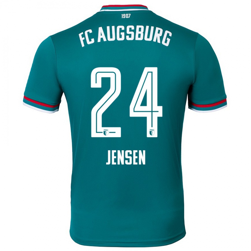 Kandiny Mujer Camiseta Fredrik Jensen #24 Verde Oscuro 2ª Equipación 2024/25 La Camisa Chile