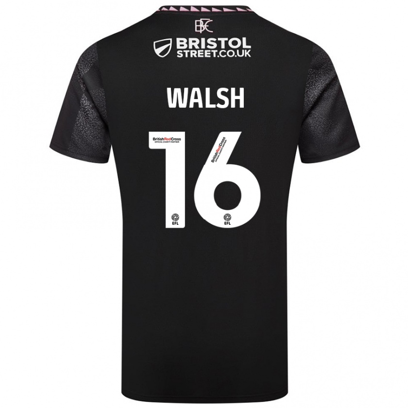 Kandiny Mujer Camiseta Lucy Walsh #16 Negro 2ª Equipación 2024/25 La Camisa Chile