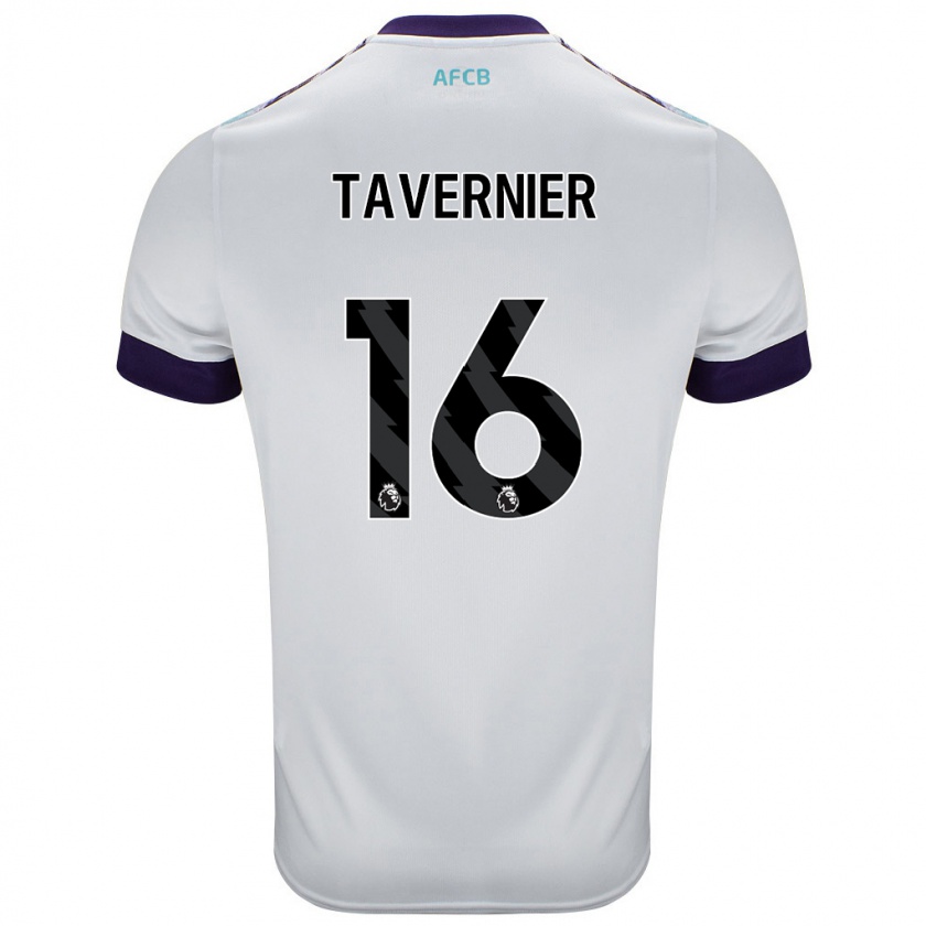 Kandiny Mujer Camiseta Marcus Tavernier #16 Blanco Verde Púrpura 2ª Equipación 2024/25 La Camisa Chile