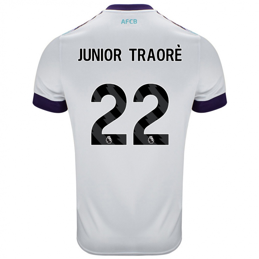 Kandiny Mujer Camiseta Hamed Junior Traorè #22 Blanco Verde Púrpura 2ª Equipación 2024/25 La Camisa Chile