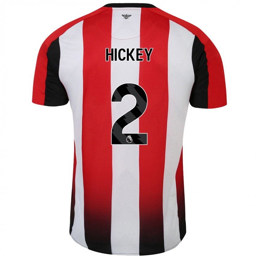 Kandiny Niño Camiseta Aaron Hickey #2 Rojo Blanco 1ª Equipación 2024/25 La Camisa Chile