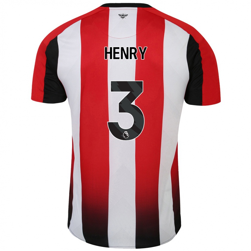 Kandiny Niño Camiseta Rico Henry #3 Rojo Blanco 1ª Equipación 2024/25 La Camisa Chile