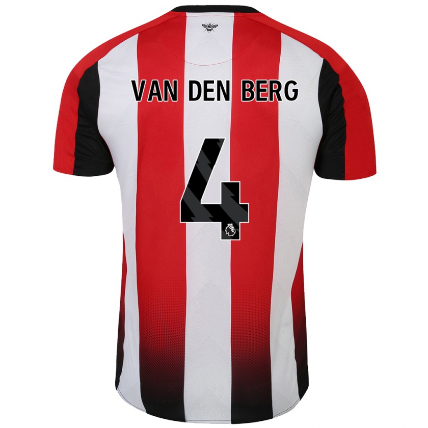 Kandiny Niño Camiseta Sepp Van Den Berg #4 Rojo Blanco 1ª Equipación 2024/25 La Camisa Chile