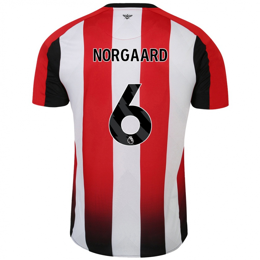 Kandiny Niño Camiseta Christian Nørgaard #6 Rojo Blanco 1ª Equipación 2024/25 La Camisa Chile